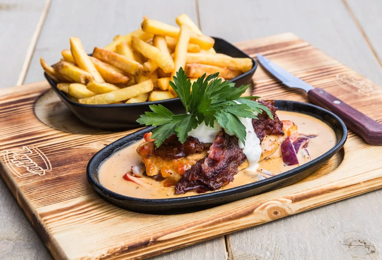 Classic delicious main course - chicken with bacon